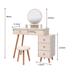 ZUN CRAZY ELF Makeup Vanity Table with Cushioned Stool, Large Capacity Storage Cabinet, 5 Drawers, Large W93642092