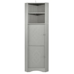 ZUN Tall Bathroom Corner Cabinet, Freestanding Storage Cabinet with Doors and Adjustable Shelves, MDF WF293800AAG