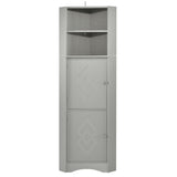 ZUN Tall Bathroom Corner Cabinet, Freestanding Storage Cabinet with Doors and Adjustable Shelves, MDF WF293800AAG