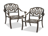 Set of 2 Cast Aluminum Patio Dining Chairs, Stackable Outdoor Bistro Chairs with Armrests for 93510049