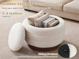 Round Rotating Storage Footstool with Solid Wood Frame, No Assembly Required Makeup Chair with 5.5 89655409