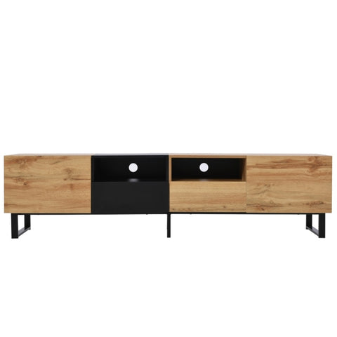 ZUN Modern TV Stand with 2 Cabinets& Open Storage Compartment, Color-matching Media Console Table for 44109788