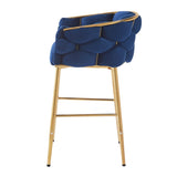 28'' Modern Counter Stools Set of 2,Dark blue Counter Stools with iron Frame,Soft back and N780P199861B