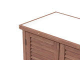Potting Bench with Storage Cabinet and Metal Table Top for Outdoor Patio, Garden Furniture Wood 32240140