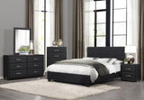 Contemporary Design Black Dresser 1pc 6x Drawers Faux Leather Upholstery Plywood Engineered Wood B011134406