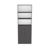 Home 2-Door Bookcase, Modern Storage Unit with Dual Doors and Multi-Tier Shelves -Matt Gray / White B070137837