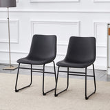 A set of 4 Classic Black PU Leather Chairs , A stylish seat suitable for modern minimalist and W3226P279061