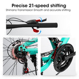 A26207 26 Inch Steel Frame Shock Fork Plus Shock Absorber 21-speed Unisex Mountain Bike W709P168680