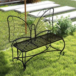 ZUN Butterfly Cast Metal Garden Bench, Outdoor Bench Patio Seat, Park Bench Outdoor Seating for Garden, W2167P190136