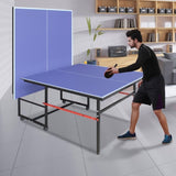 8ft Blue Mid-Size Table Tennis Table Foldable & Portable Ping Pong Table Set for Indoor Games with W1408P324620