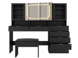 Large Vanity Table Set with LED Lighted Mirror, Vanity Desk with Charging Station, Makeup Table with 73192852
