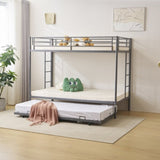 Twin Over Twin Bunk Bed with Trundle, Triple Bunk Beds for Kids Teens Adults, Metal Bunk Bed with 95087279