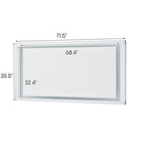 ZUN 72 x 36 Inch Frameless Rectangular LED Bathroom Vanity Mirror with Touch Sensor, Anti-Fog, and 3 20S0301-72