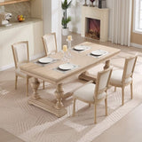 French Country Dining Chairs Set of 2, Upholstered Chairs with T-shaped Back, Wire drawing and W3426P324548