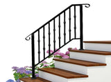 Matte Black Outdoor 3 Level Iron Handrail 56041955
