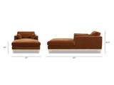 Knox 65" Modern Farmhouse Chaise Lounge Chair, Burnt Orange Performance Velvet B2719P391773