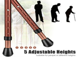Folding Seat Cane 5-Level Height Adjust, LED Light, Anti-Slip Pads, Aluminum Alloy, Bonus 81097727