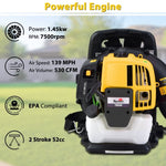 ZUN 2-Stroke Commercial Backpack Leaf Blower Gas Powered Grass Lawn Blowing Machine, Yellow 58478172