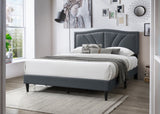 Modern Vintage Look 1pc Queen Size Bed Charcoal Burlap Fabric Nailhead Trim Accents Headboard B011P238960