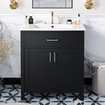 ZUN 30-Inch Bathroom Vanity with Ceramic Sink and Ample Storage - The Perfect Choice for Small Bathrooms WF530809AAB