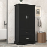 ZUN Tall Bathroom Storage Cabinet, Cabinet with Two Doors and Drawers, Adjustable Shelf, MDF Board, N725P178675B