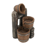 10.4x9.4x19.1" Decorative 3 Tier Bucket Fountain with Lights and Pump, Brown W2078P178869