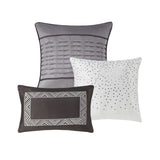 7 Piece Jacquard Comforter Set Grey/Taupe King B03596939