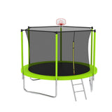 ZUN 10FT Trampoline for Kids, Basketball Hoop and Ladder, Outdoor Kids Trampoline with Safety K1163P147346