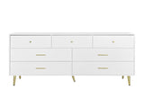 Seven Drawers Large Chest of Drawer Cabinet with Golden Handle and Golden Legs White Color 69237500