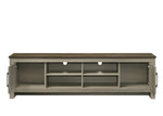 ZUN Nyla 68.5"W Gray Oak TV Stand with Shelves and Cabinet Doors B061P234543