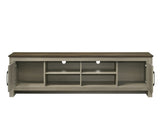 ZUN Nyla 68.5"W Gray Oak TV Stand with Shelves and Cabinet Doors B061P234543