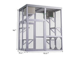 Outdoor Wooden Catio Multi-functional Cat Enclosure, 4 Platforms & 2 Napping Houses, 2 Strong Locks, W3166P476669