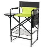 31" Tall Directors Chair with Footrest, 4Portable Bar Height Folding Camping Chair with Built-in Cup 57866918