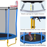 ZUN 5.5FT Trampoline for Kids - 65" Outdoor & Indoor Mini Toddler Trampoline with Enclosure, Basketball 06871922