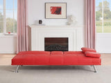 67-inch Red Leather Multifunctional Double Folding Sofa Bed with Coffee Table for Office Use W6295P549835