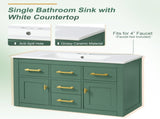 36'' Wall Mounted Bathroom French Style Bathroom Vanity with Glossy White Sink, Bathroom N710P481823F