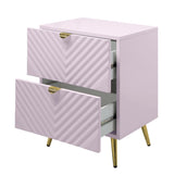 Pink High Gloss 2-Drawer Nightstand B062P209010