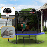 ZUN 10FT Pumpkin Trampoline, Outdoor Trampoline with Basketball Hoop, Enclosure Net and Ladder W1163P148139