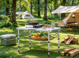 24x16in Folding Camping Table, Adjustable Height Portable Side Table with Mesh Layer & Carrying 95167126