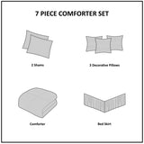 7 Piece Printed Seersucker Comforter Set Grey Queen B03597114