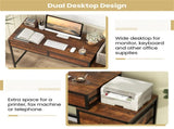 Home Office Dual Desktop Desk with 5 Storage Drawers, Powder-Coated Metal Frame Engineered Wood 79205800
