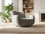 360&deg Swivel Chair Accent Chair 32.48-inch chenille fabric upholstered sofa, suitable for living W2901P463495