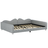 Full size Upholstered Daybed, Sherpa Fabric Sofabed with Cloud-Shaped Backrest, No Box-spring N733P234605E