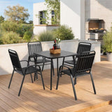 5-Piece Plastic chair and steel table Outdoor Dining Set, plastic Chairs and Table Set for Garden 90193128