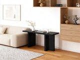 42 Inch Black Relief Finish Entryway Console - T-Leg MDF with 3D Paper Laminate, Narrow 06384392