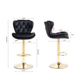 Set of 2 Bar Stools,with Chrome Footrest and Base Swivel Height Adjustable Mechanical Lifting Velvet W124946147