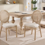 French Country Dining Chairs Set of 2, Upholstered Chairs with Nature Rattan Round Back, Wire W3426P322684