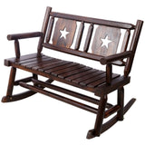 Outdoor Wood Rocking Bench Carbonized Double Rocking Chair for 2 Persons with Wide Curved Seat, W465P221182