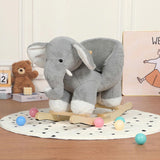 Kids Ride-On Rocking Horse Toy with Lullaby Song,Elephant Rocking Toy with Hand Puppets and Safety 54092172