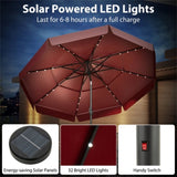10 foot red terrace umbrella with solar powered LED lights and multi-layered ventilated roof 92595764
